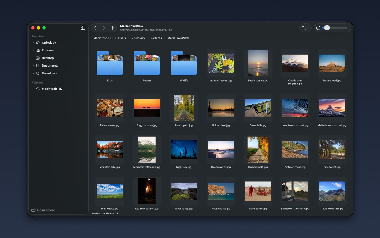 Browser window with a grid of photos